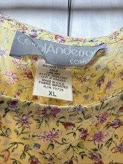 Vintage 80s Carol Anderson Yellow Floral TOP AND DRESS Made in USA NEW XL 2i