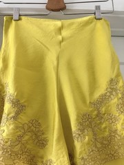 1930s Silk Satin Tap Shorts Electric Yellow Lace Appliqué Pearl Button