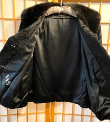 VINTAGE CURLY LAMB FUR JACKET MINK COLLAR BY TRUESDELL FURS 1950’S