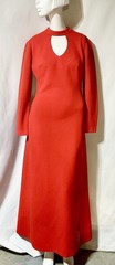 Vintage 1960s Alfred Werber Evening Dress Women Small Red Long Sleeve V-Neck