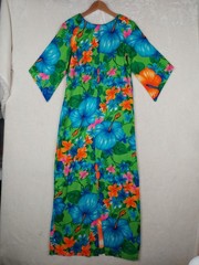 VTG 60/70s Pake Mu’u Maxi Dress POMARE M/L Neon Festival Boho Hippie Psychedelic