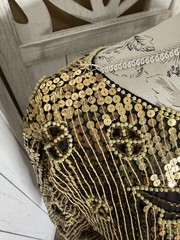 G-Unit Vintage Y2K Flapper Style Beaded Sequin Gold Black Top Silk Size Large