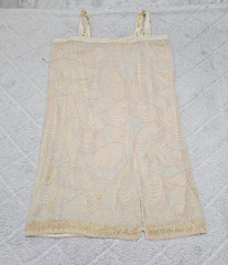 Judith Ann Creations Women’s Vintage Peach Beaded Sequin Silk Dress Size M