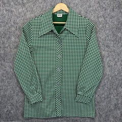 True Vintage 1970s Montgomery Ward Shirt Women’s Green Mod Disco Polyester