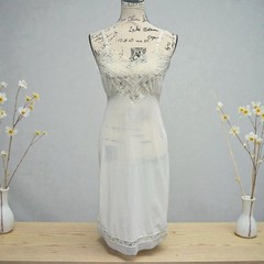 Vintage Ivory with Lace Babydoll Peignoir Nightgown Negligee w/ Shoulder Straps