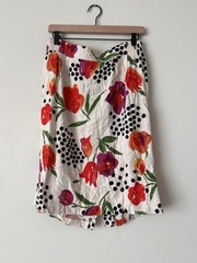 Vintage Melrose Woman Flax Linen Abstract Floral Skirt Size Medium