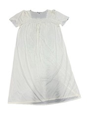 Vtg 80s Fundamentals Sears Pink Nylon Midi Short Sleeve Lace Nightgown Sz Medium