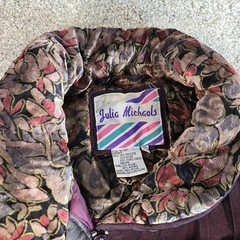 Julia Michaels Rare Vintage Womens Coat Plum Size L Vlevet Floral Poly Blend