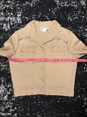 Deadstock Vintage 1970s H Bar C Studded Western 2 Piece Outfit Pant Suit Set Tan