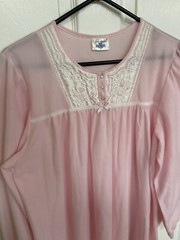 Fundamentals Sears Gown Night Gown Size L Pink Embroidered Long Sleeves NWOT