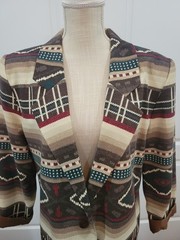 Southwestern Oversized Blazer Jacket Womens L Earth Tone Aztec 90s UNITS
