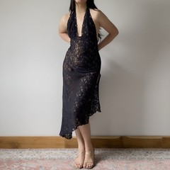 Vintage Victoria’s Secret Black Lace Halter Slip Dress (L)