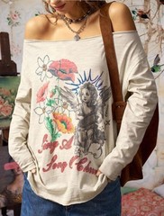 Blue Velvet vintage Style Anthropologie Distressed boho t-shirt Tunic Top Xl Nw