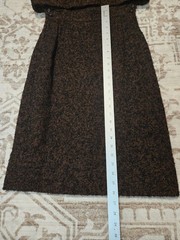 Teed Suit Dark Brown Flecked Wool Jacket With Mink Collar & Pencil Skirt 1960’s