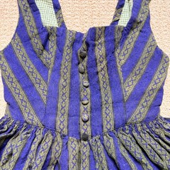 Lodenhut Innsbruck Vintage Austrian Dirndl Dress Blue Green Striped Folk Size 36