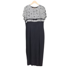 Brioche California Vintage Gingham Floral Maxi Dress Black White Size 13/14 USA