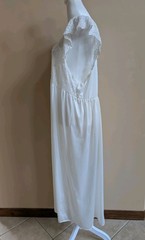 Vintage Ivory Nightgown 2X Plus Size Lace Pearl Beaded Nylon Made In USA Bridal