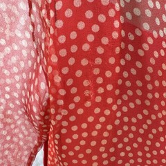 Antique 1920s Red Silk Chiffon Dress Polka Dot Asymmetrical Bow Marjone Vintage