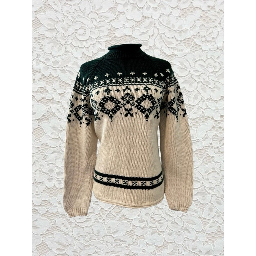 vintage 90s green and cream knit sweater