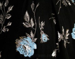 Size 8 Gorgeous 1950s Dress – Mid Century 50s Glamour – Black Fitted Bodice & Fu