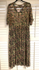 Vintage Nostalgia Sheer Floral Button Up Dress Prairie Cottagecore Style Large