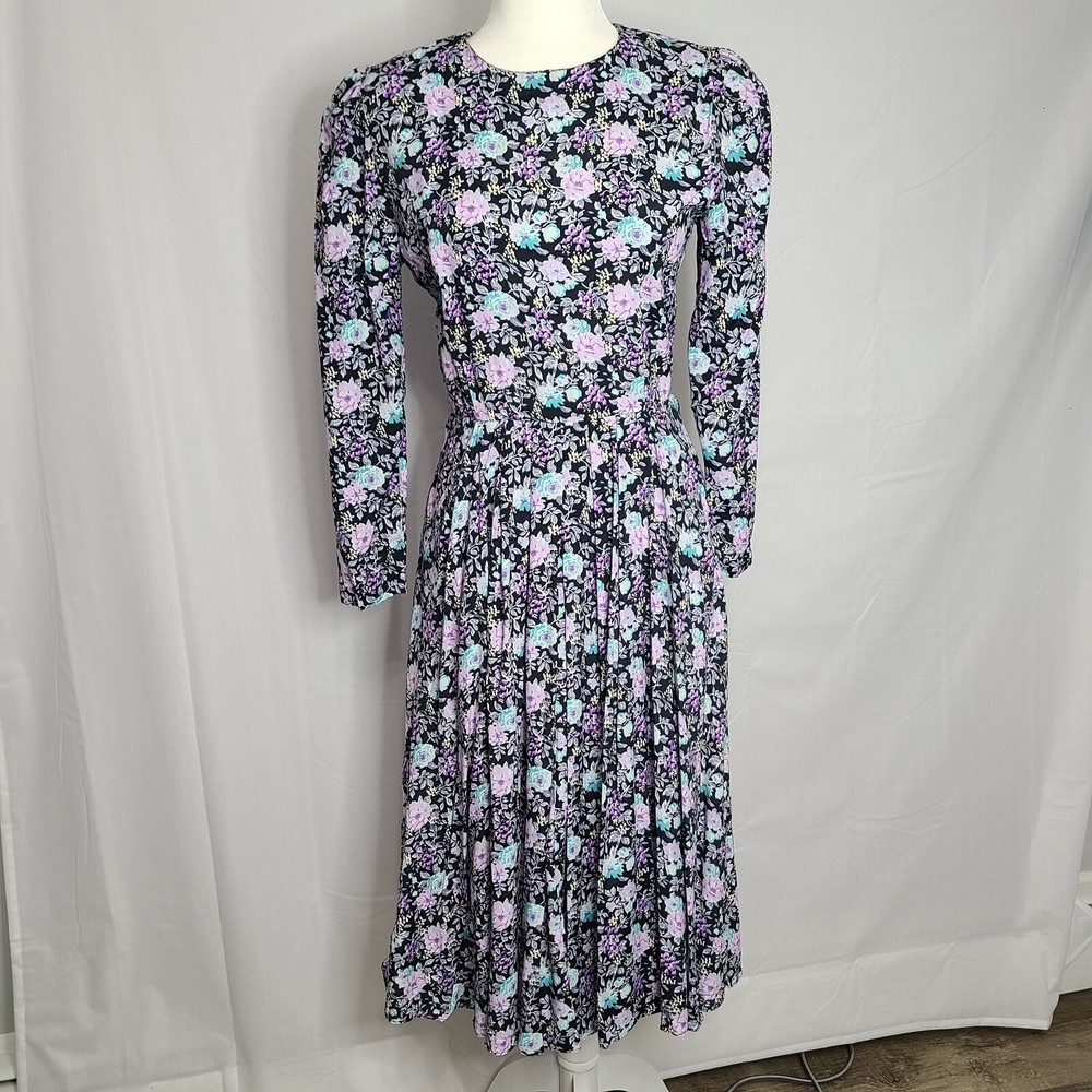VTG 70s E.D. Michaels Petites Womens 5/6p Floral Prairie Dress Cottagecore
