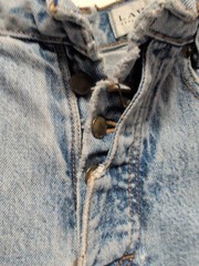 Vtg Lawman Womens Blue Jeans Sz 5. Faded Distressed Missing Button