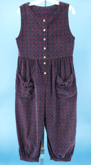 Vtg Womens 80s 90s Purple Floral Print Laura Ashley Fabric Corduroy Jumpsuit S/M