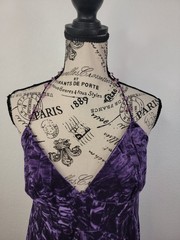 Vintage Victorias Secret Y2K 90’s Crushed Velvet Beaded Halter Top Split Front