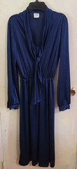 Lovely Vintage 80s Nikki Silky Navy Dress Size 11/12 Versatile Office