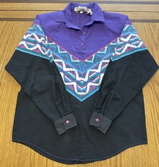 Women’s Vintage Southwest Canyon Long sleeve Colorful Aztec Cowboy Rodeo Sz S