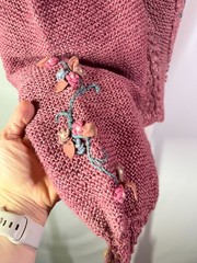 Vintage Trachten Pink Knit Cardigan Puffed Sleeves Floral Cottagecore