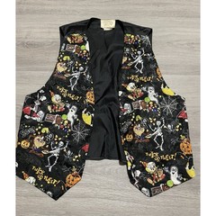 VTG 1994 Looney Tunes Tapestry Art Button Black Vest One Size Fits Most