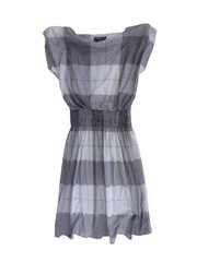 Vintage Champagne West Smocked Waist Midi Dress Windowpane Plaid USA Women’s 12