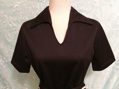 Vtg. Prince Dallas top Sz. 10 Disco V neck black white stripes polyester nylon