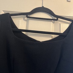 VTG 1950-60s Abe Schrader Black Empire Waist ALine Dress S/M see measurements