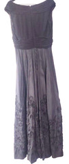 VTG Patra 14P Black Taffeta Skirt Jersey Top A-Line Long 55″ Dress Removable Pin