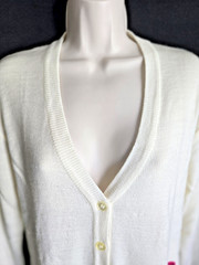 Sporty Preppy Golfcore Vtg 80s Womens Quantum! Cozy Cute Golf Cardigan Sweater L