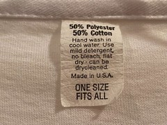 Vintage White Polyester & Cotton T Shirt Decorated w/Denim Applique & Rhinestone