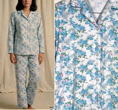 Vintage 1970s Sears Flannel Cotton Floral Pajama Set Size M