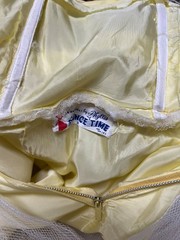 Vtg 50s Sz S Prom Dress Cupcake Yellow Satin 2 Layers White Net Tulle Dance Time