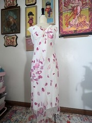 Vintage 90s Dress Slip Floral Fitted Bias Cut Femme Coquette L