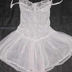 E. Bole White Lace Teddy Dress Angelcore Coquette Romantic Bridal M Vintage New