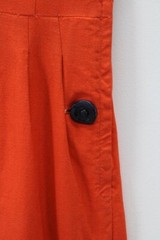 Vintage 1950s Dress Sailor Collar Orange Sleeveless Original Franklin Salyna XXS