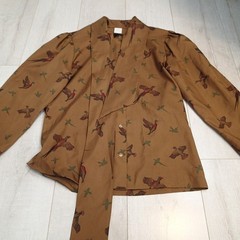 vtg Jantzen Women’s Button-Up Shirt birds Tie Neck blouse top sz 12