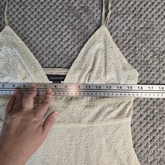 Vintage Y2K Ivory Floral Lace Cami Top Empire Waist Boho Coquette Size Large