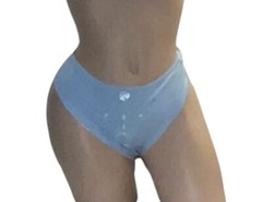 BODY FORM Blue Silky Stretch Hi-Leg Shiny Embroidery Panties Womens 5/S NOS