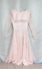 Vintage Jo-Ed Sophisticates Pink Lace Maxi Dress Capelet Collar Long Sleeve 5/6
