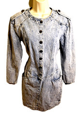 Denim Military Style Denim Dress by RAMPAGE 90s w Brass Buffalo Buttons L