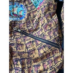 Vintage Giacca Sport Travel Stamp Novelty Print Bomber Jacket Womens Medium Zip